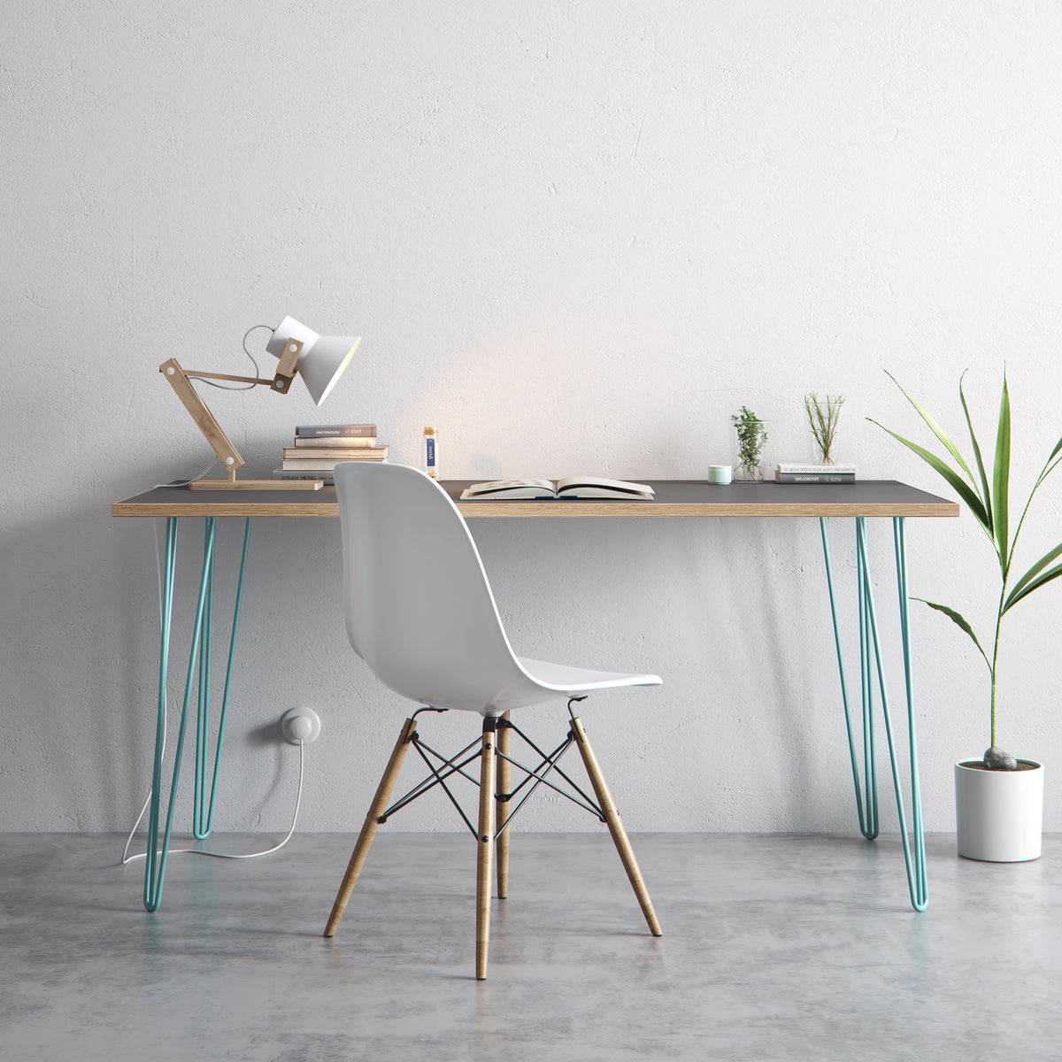 Grey Console Table with Hairpin Legs